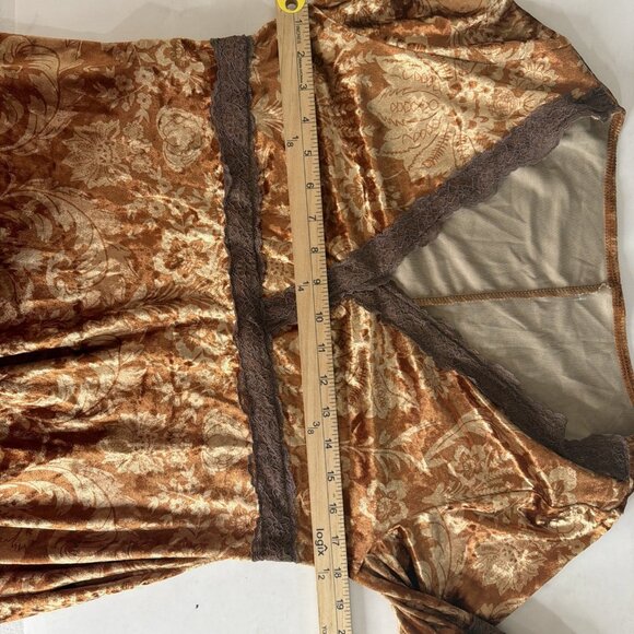 Boho Velvet Brown Wimsygoth Babydoll Dress XL Bell Sleeve Fairy Retro - Picture 9 of 12